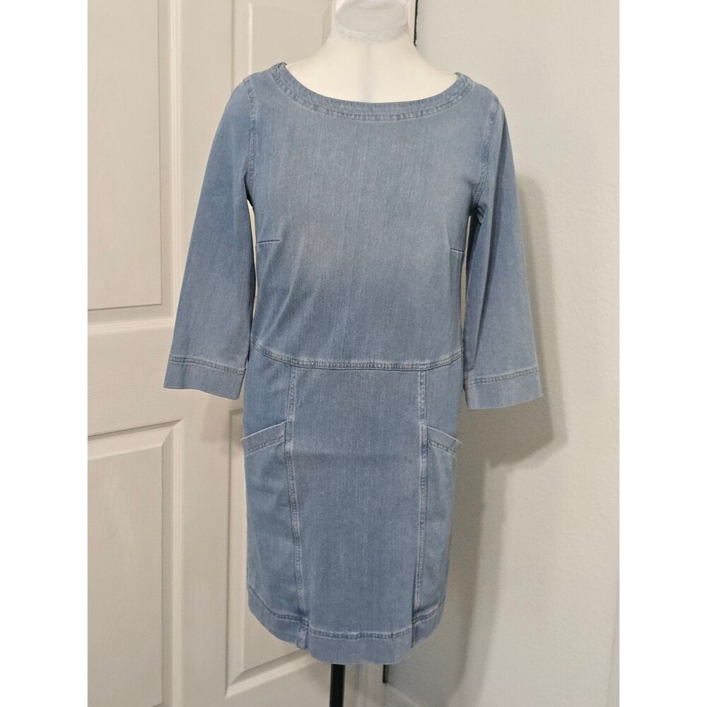 Ag Adriano Goldschmied Denim knit Cocoon Shift Dress Small Light Wash Anthro